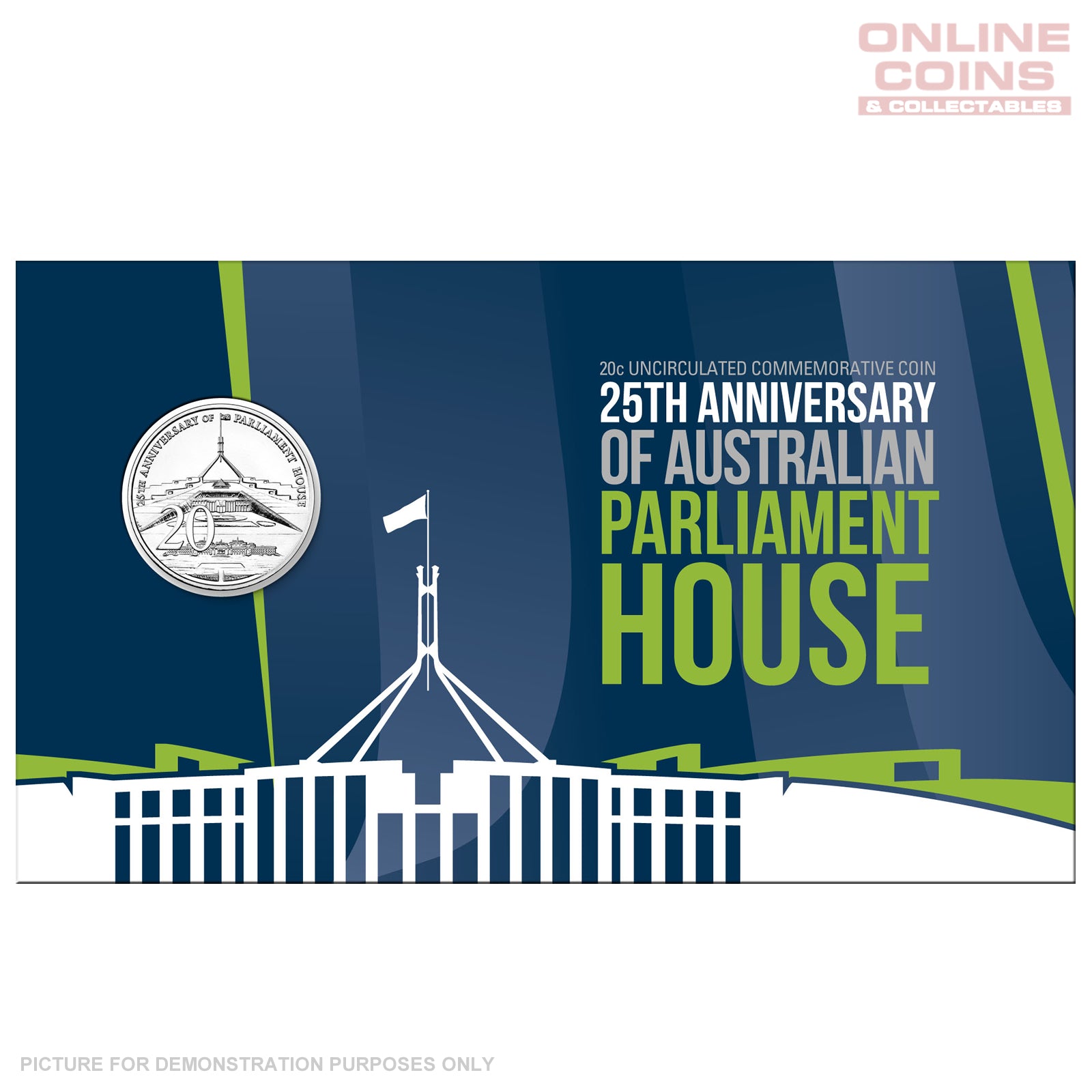 2013 25th Anniversary of Australian Paliment House - CuNi Uncirculated 20c Carded Coin